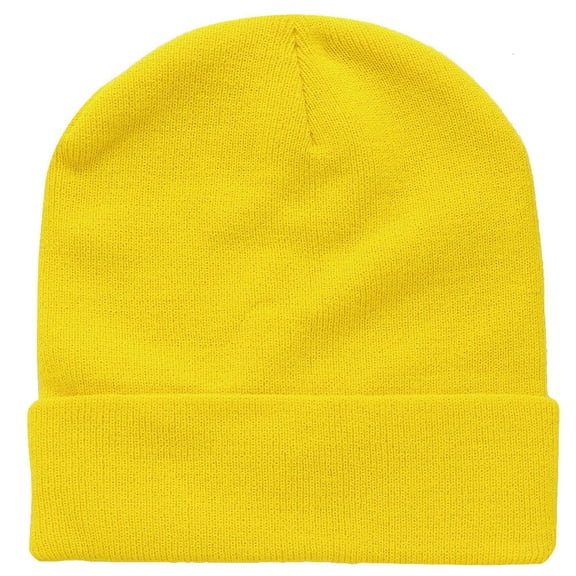 Resicozy Beanie Hats for Men Plain Knit Winter Warm Hat Soft Slouchy Hat for Outdoor Sports Hiking Jogging Skiing Yellow