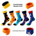thumbnail image 5 of TELOLY 5Pairs Boot Socks for Women,Unique Print Womens Crew Socks,Color Block Design Long Socks,Combination7, 5 of 7