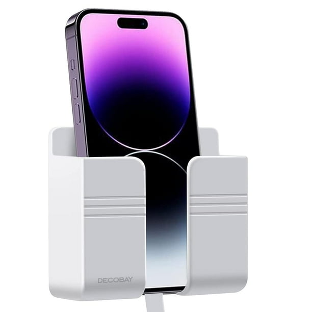 Soporte de pared para teléfono, soporte para teléfono con adhesivo y orificio para cable de datos, soporte para teléfono para ducha, carga, RV