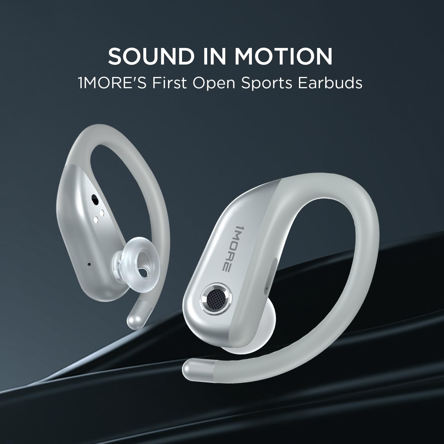 1MORE Fit S50 Open-Ear Wireless Earbuds with Charging Case, 38H Playtime, Silver