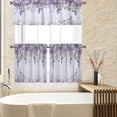 thumbnail image 3 of Watercolor Lilac Flower Kitchen Valances Set Tier Curtains,Rustic Farmhouse Spring Garden Floral Lilac 3 Piece Set Rod Pocket Window Drapes for Bedroom,1 Valance(54"x18")+2 Tiers(27.5W x24L), 3 of 5