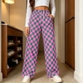 thumbnail image 2 of Wenini Women's High Waist Colorful Plaid Print Casual Pants Fashion Wide Leg Trousers, 2 of 7