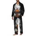 thumbnail image 3 of Dwelliawo Halloween Ghosts And Pumpkins Pattern Men’s Long-Sleeve Sleepwear Set - Soft 2-Piece Loungewear with Pockets Gray 2xL, 3 of 4