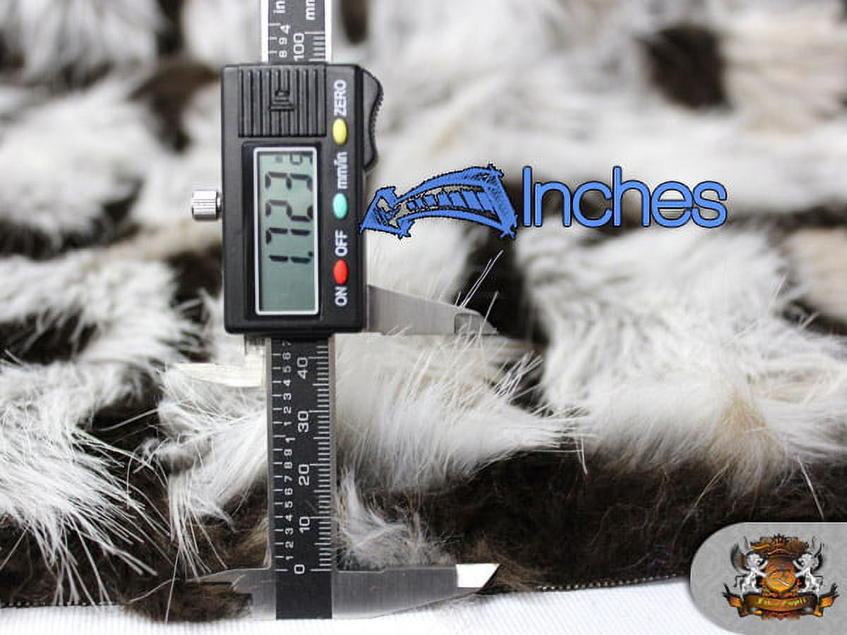 FAUX FUR LONG PILE BRICKS FUR DARK BROWN GREY FABRIC