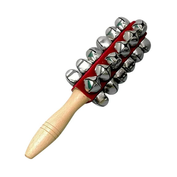 Sleigh Bell Shaker Rattle Musical Stick Iron and Wood Ergonomic Grip Early Education Christmas Holiday Kids