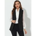 thumbnail image 3 of Chaleco sin mangas con cinturón y cuello chal Allegra K para mujer Negro XL, 3 of 5