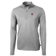 thumbnail image 2 of Men's Cutter & Buck Gray Indiana Hoosiers Big & Tall Virtue Eco Pique Recycled Quarter-Zip Pullover Top, 2 of 3
