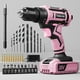 thumbnail image 1 of Juego de taladros inalámbricos VIWKO, 20 V, energía eléctrica, 42 piezas, color rosa, 1 of 7