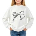 thumbnail image 4 of Girls White Bow Print Long Sleeve Crewneck Sweatshirt Soft Cotton Pullover for Kids,Size 5-6T, 4 of 7