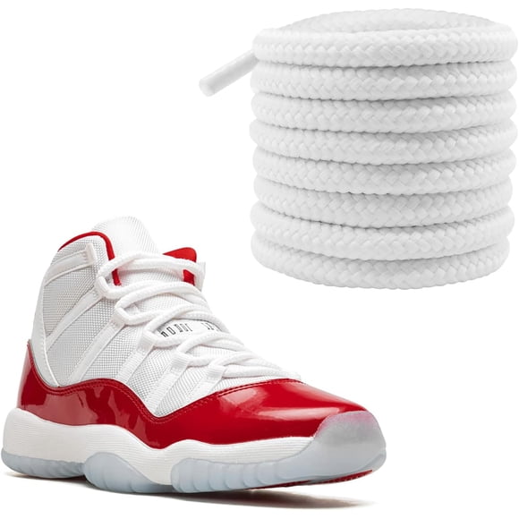 Charming Excellently Round Thick Shoe Laces for Jordan 11 Sneakers, 1/4"(6mm) Athletic ShoeLaces Replacement for Basketball Shoes White 45"/115cm that Add a Touch of Elegance