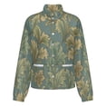 thumbnail image 5 of Jackets for Women Winter Coat Jackets Flannel Stand Collar Jacket(Elegant Teal Foliage Pattern,Size:S-4XL), 5 of 7