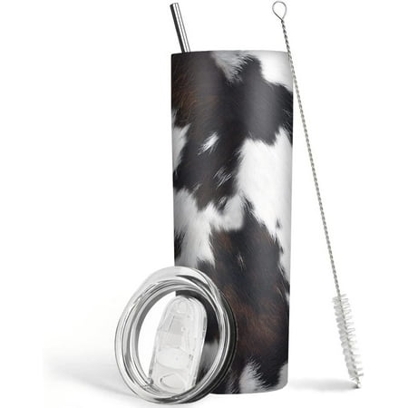 

Cow Print Tumbler 20 oz Travel Coffee Mug Cow Skinny Tumblers with Lid and Straw Stainless Steel Insulated Coffee Cups Gift for Cow Lovers