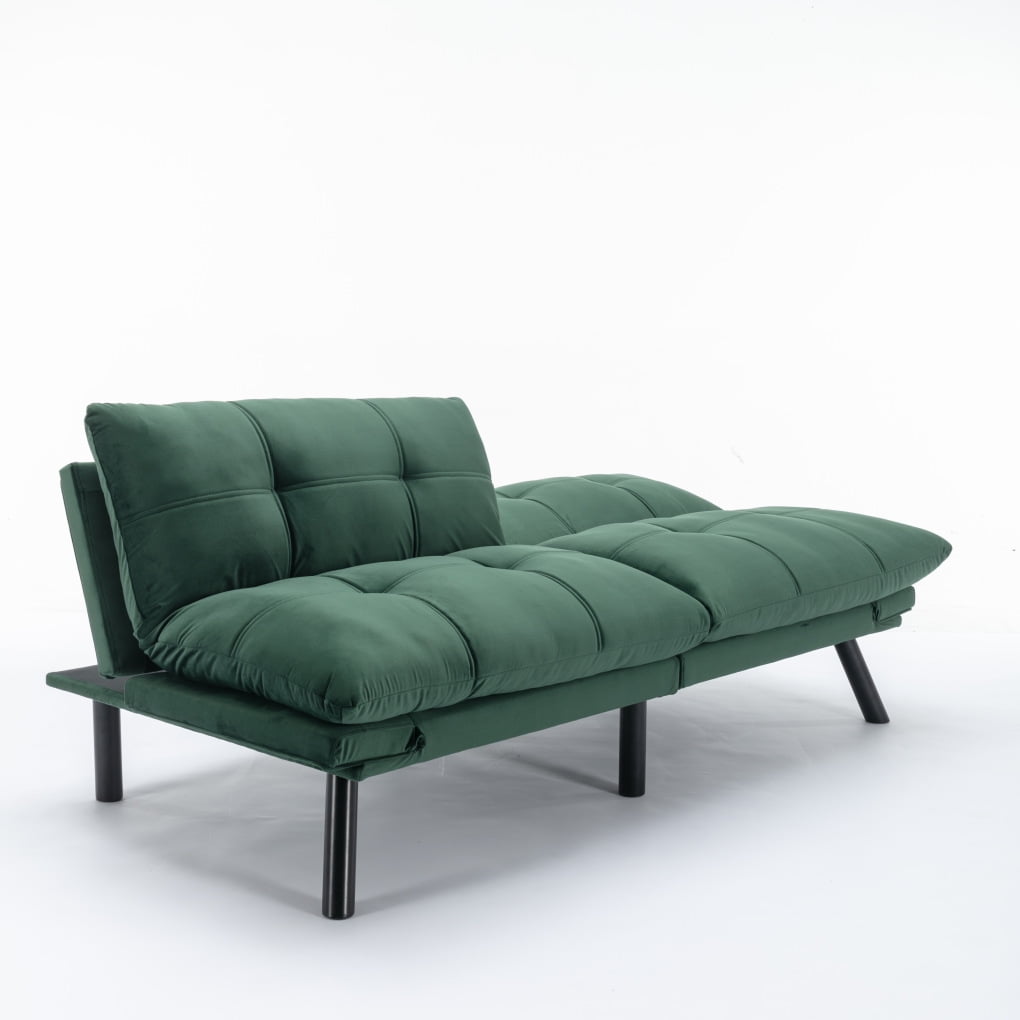 Triple Tree Velvet 70.87" Tufted Futon Loveseat Sofa, Emerald