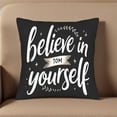 thumbnail image 5 of Set of 2 Decorative Throw Pillow Covers 18x18in - Motivational " Believe in Yourself " Design with Stars & Leaf Wreath for Couch Bed Car, 5 of 8