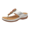 thumbnail image 2 of Women’s Casual Summer Slide Sandals Beaded Toe Ring Wedge Heel Slip-On Comfortable Cushioned Footbed Beach Outdoor Daily Wear Silver, 2 of 9