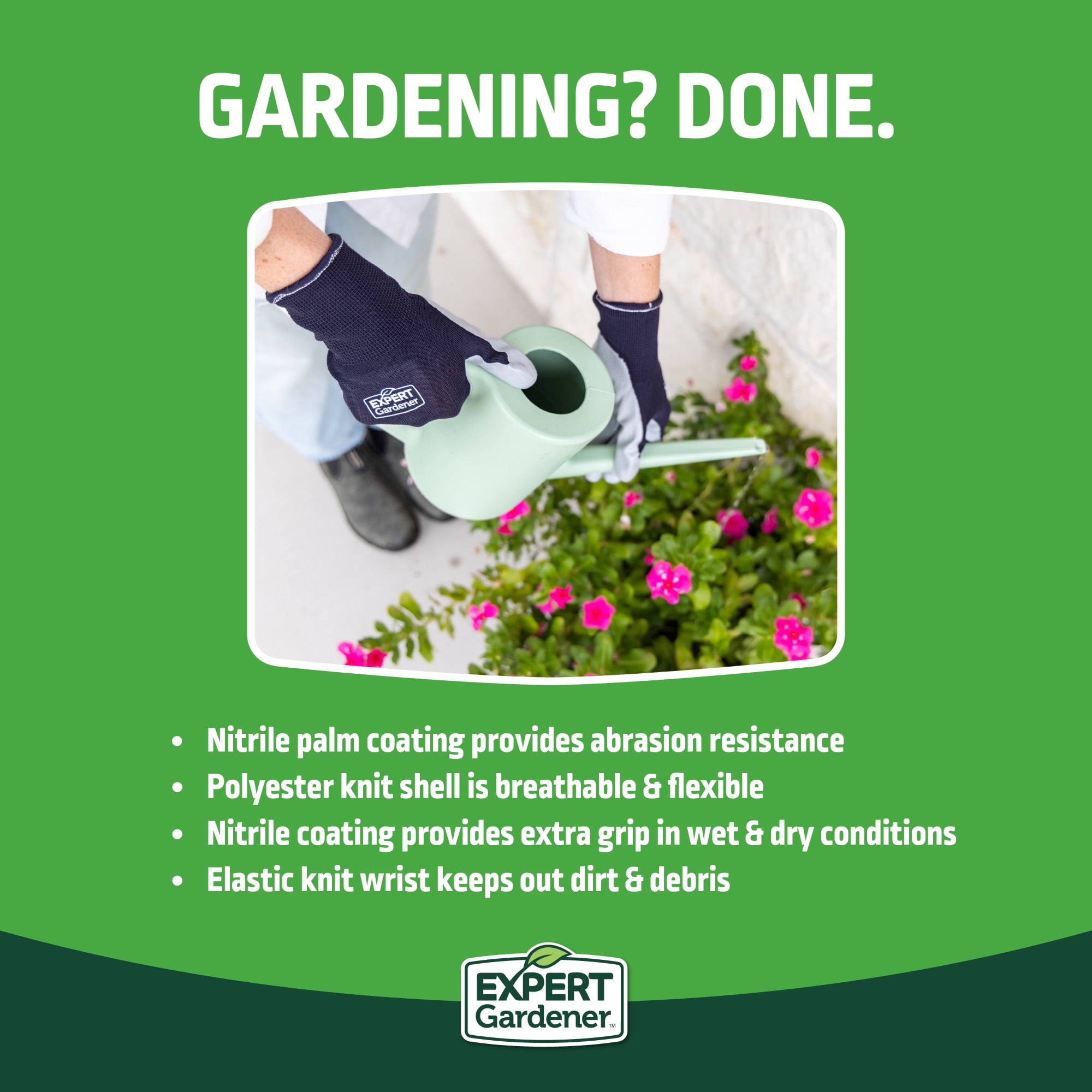 Expert Gardener Smooth Nitrile Gardening Gloves, Size M