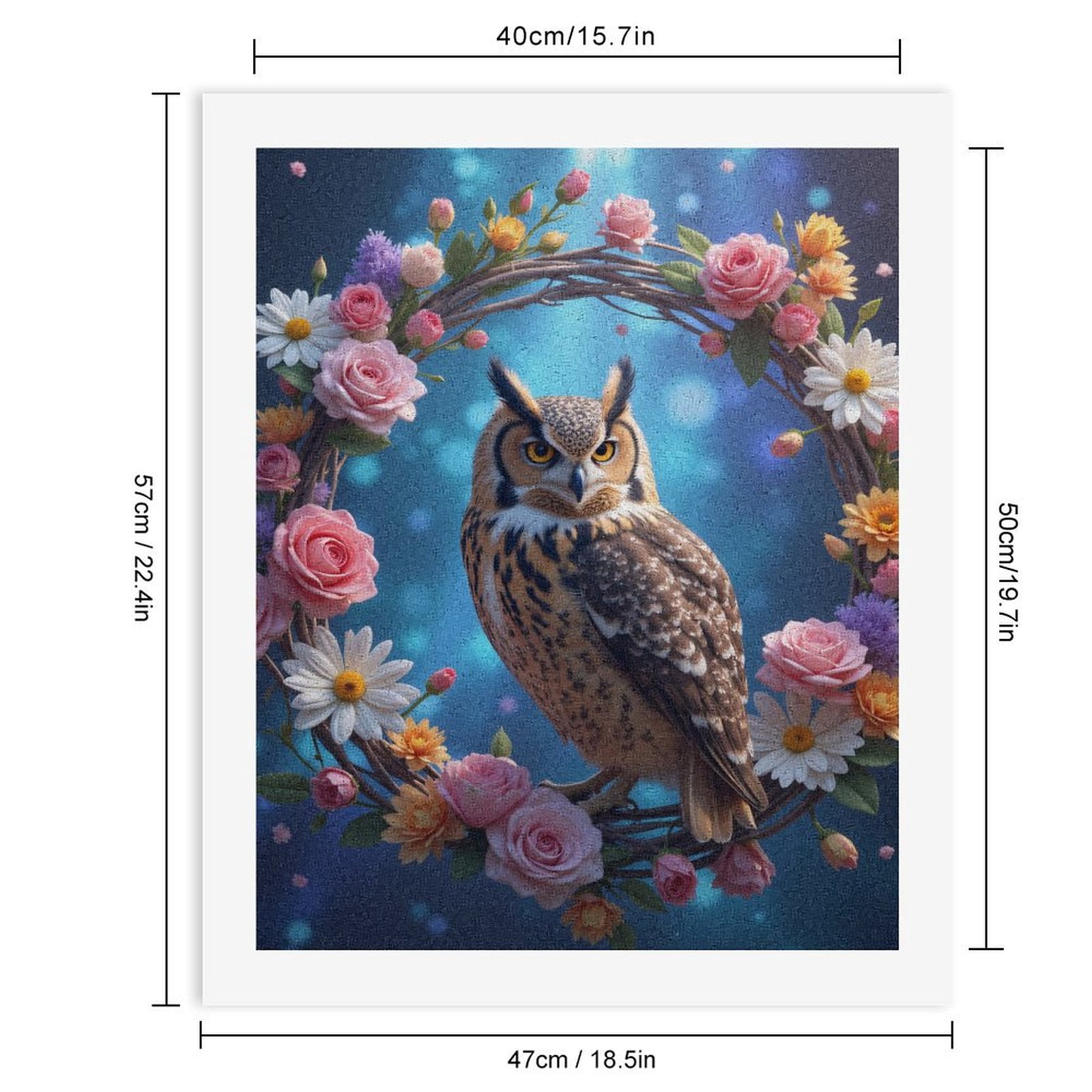 Paint By Numbers Kit for Adults Beginner - DIY Owl Floral Wreath Fantasy Art Canvas Painting Kits for Adults, Frameless Paint By Number for Adults for Home Wall Decor 16x20 Inch