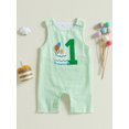 thumbnail image 4 of RUINIXCW Baby Boy Girl First Birthday Outfit 1 Years Old Birthday Clothes Summer Fall Romper Overalls Cake Embroidery Striped Sleeveless Jumpsuit Playsuit, 4 of 9