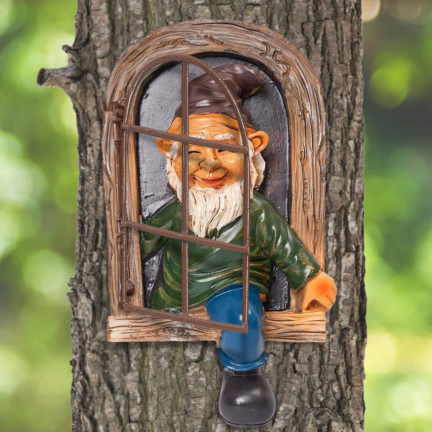 Funny Garden Gnome Tree Hugger Naughty Dwarf Statue Garden Peeker Yard Art Decor 