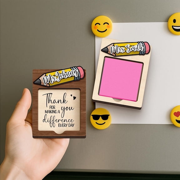 Personalized Teacher Sticky Note Holder, Custom Name Desk Accessory, Practical Teacher Appreciation or Christmas Gift, Classroom Office Note Pad Organizer