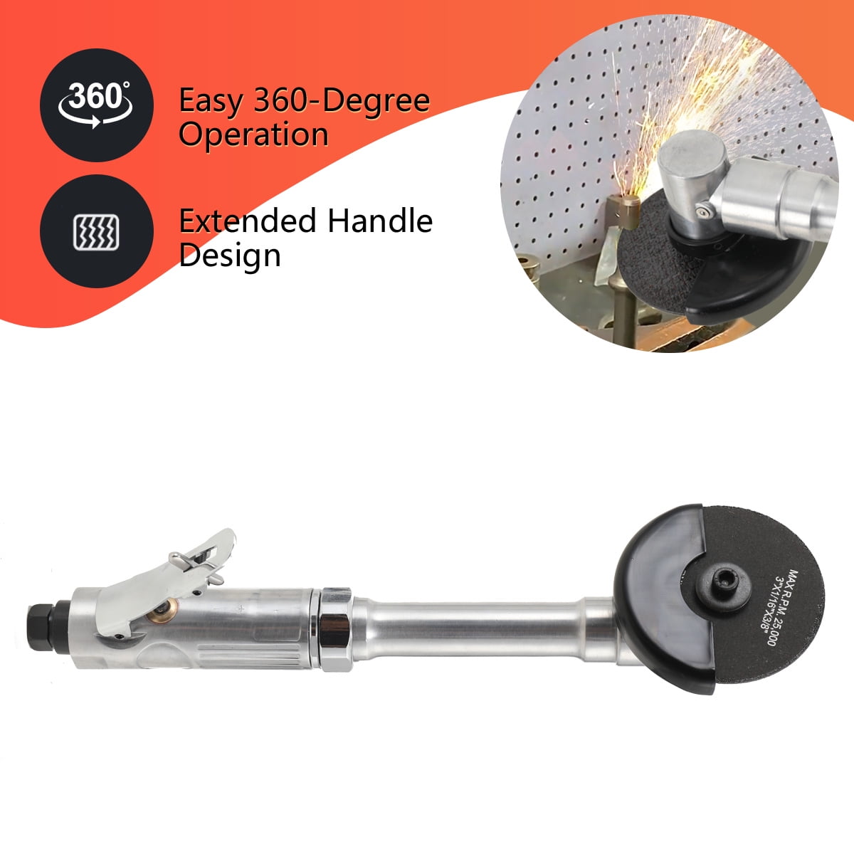 TABODD Pneumatic Cut off Tool Pneumatic Angle Grinder Extended Cutting Tool