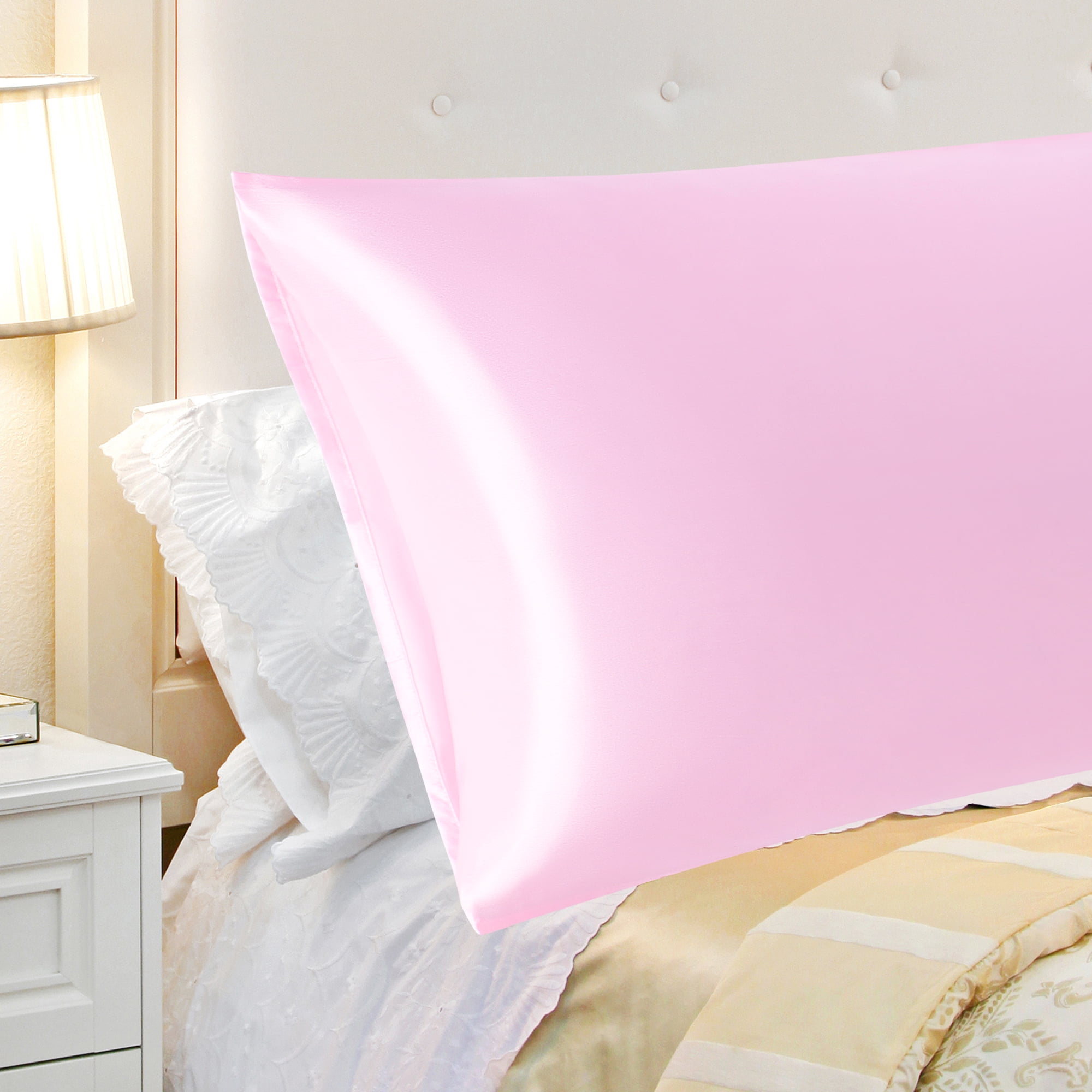 Unique Bargains Smooth Satin Body Pillow Cover Case, 20" x 54" Pink