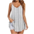 thumbnail image 2 of Uootdi Women's Tank Tops Spaghetti Strap Sleeveless Stripe Print V Neck Tops Casual Soft Loose Casual Tanks Gift, 2 of 5