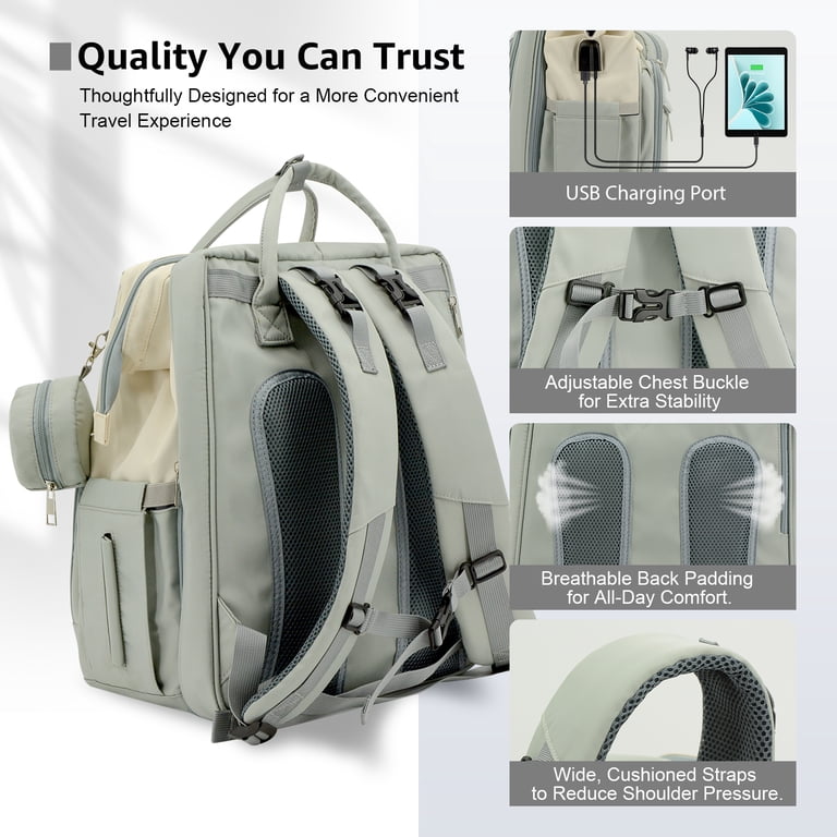 Stylish Gray and Cream Diaper Bag Amazon.com: KiddyCare Diaper Bag Backpack | Baby Diaper Bags  main image 4
