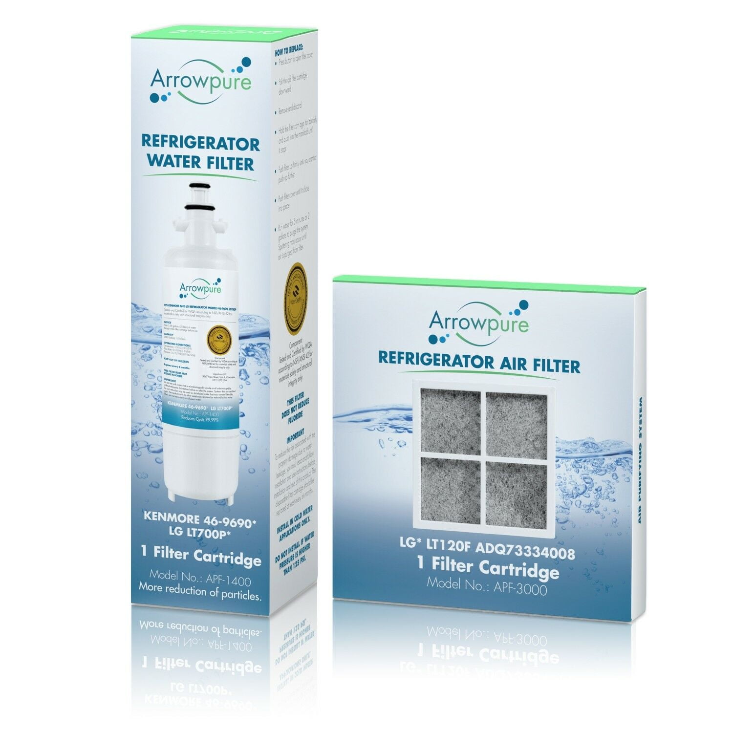 Arrowpure Refrigerator Water And Air Filters Replacement for LG LT700P