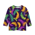 thumbnail image 4 of Kids Girls Mardi Gras 3/4 Sleeve Shirts - New Orleans Carnival Fat Tuesday Graphic Tops, Soft Casual Sequin Mask Holiday Matching Blouse Outfits, 4 of 4