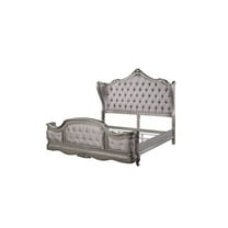 ACME Ariadne Queen Bed in Velvet & Antique Platinum