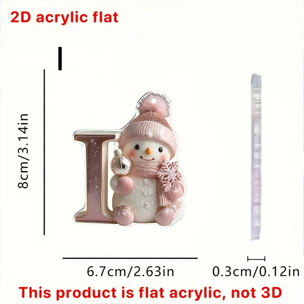 Uuiauoio 26 English Letter Christmas Ornament Set 2D Acrylic Tree Decor Car Rearview Mirror Hanging Alphabet Pendant Party Supplies,Pink Letter Snowman,Family Ornament