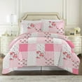 thumbnail image 6 of Psoiuetr King Comforter Set Pink Spring Floral Comforter King Size Patchwork Flower Cozy Bedding Set 3 Pieces Cute, 6 of 7