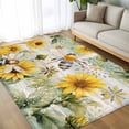 thumbnail image 4 of 8x10 Area Rugs Sunflower Bee Non-Skid Rubber Backing Large Rectangle Rugs - Living Room Bedroom Home Office, Vintage Summer Botanical Farmhouse Indoor Floor Mat Carpets Washable Rug, 4 of 9