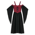 thumbnail image 5 of Hansber Kids Girls Medieval Princess Renaissance Faire Dress Cold Shoulder Long Sleeve Gothic Witch Dresses Burgundy 8, 5 of 7