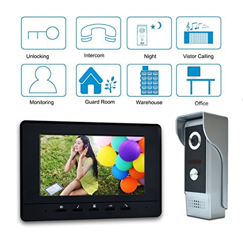 AMOCAM Wired Video Intercom System, 7 Inches Video Doorbell Door Phone  System, Wired Video Door Phone HD Camera Kits Support Unlock, Monitoring, 