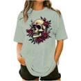 thumbnail image 4 of Inverlee Plus Size Short Sleeve Tunics for Women Fashion Gothic Skull Print Round Neck Tee Tops Summer Casual Loose Fit Shirts, 4 of 5