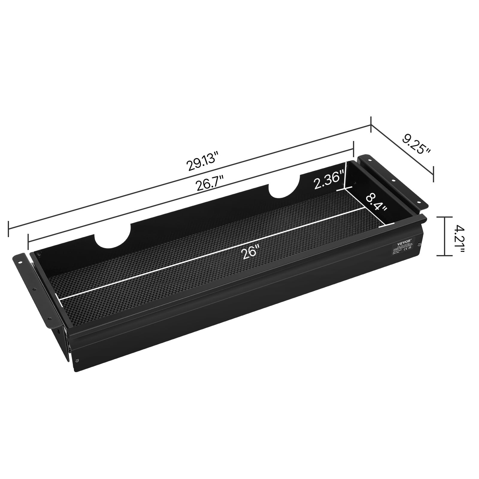 VEVOR 26" Wide Under Desk Drawer Slide Out, Under Desk Mount Pull Out Drawer Attachment, Hidden Desk Storage Organizer, Under Table Pencil Drawer for Office Home Sit Stand Workstation, 29x9x4 In