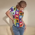 thumbnail image 5 of Balery Colorful Bulldog Women's Short Sleevee Crew Neck Bodysuit Tops Short Sleeve Tops Basic-Small, 5 of 9