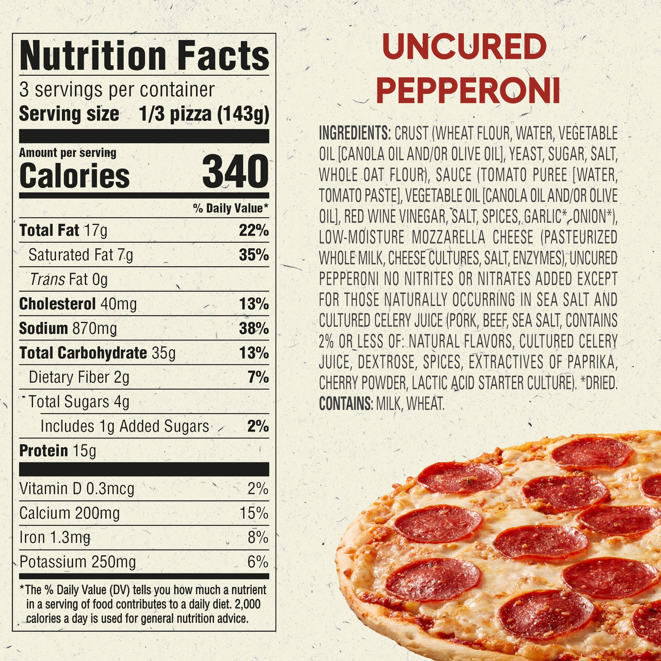 Newman's Own Thin & Crispy Crust Uncured Pepperoni High Protein Frozen Pizza, 15.1 oz