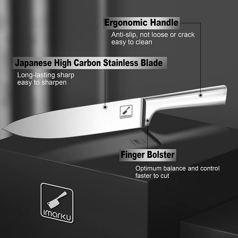 imarku Knife Set Japanese Stainless Steel Knife Block Set with Sharpener 15 Pieces