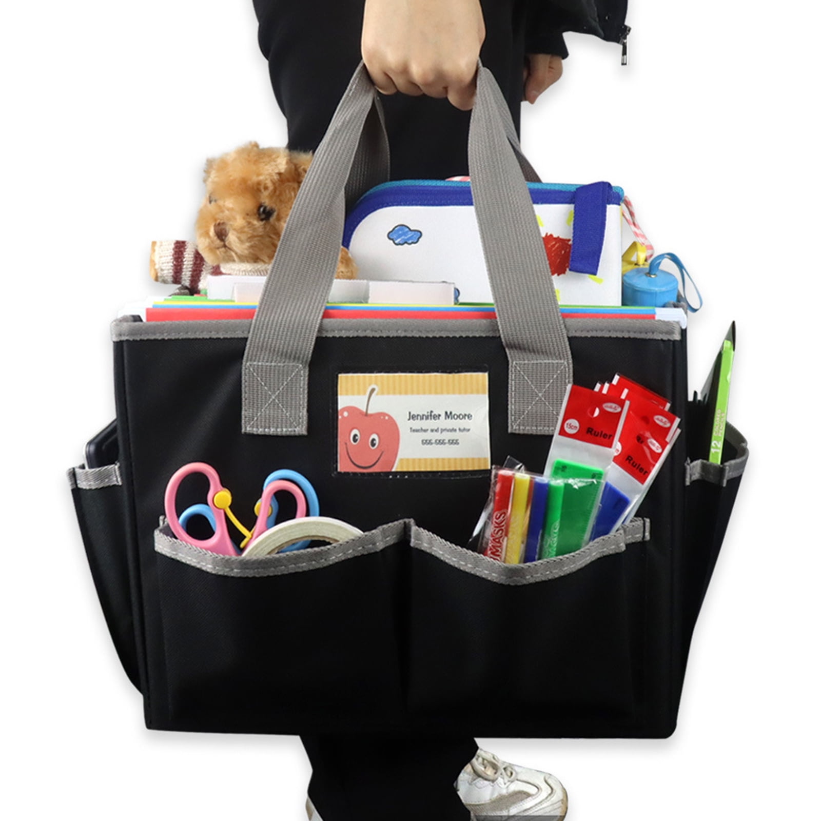 Milue Art Craft Canvas Organizer Bag Handheld Storage Tote Bag with 8 Pockets Handles