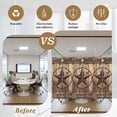 thumbnail image 5 of Rustic Country Window Privacy Film, Western Stars Brown Texture Wooden Print Static Cling UV Sun Blocking Heat Control Window Tint, Non-Adhesive One Way Windows Privacy Cover 17.7''x78.7'', 5 of 7
