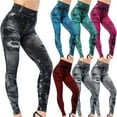 thumbnail image 5 of POIUYTR Jean Look Leggings for Women High Waist Tummy Control Ripped Denim Jeggings Soft Stretch Skinny Seamless Full Leggings with Pockets, 5 of 5
