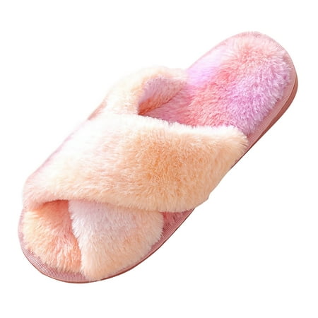 

Zupora Women Plush House Slippers Fleece Open Toe Anti-Skid Fashion Tie Dye Print Furry Sandles Soft Comfy Fuzzy Furry Warm Slip On Slides Scuff for Home Bedroom Spa Indoor Outdoor Size 5-7