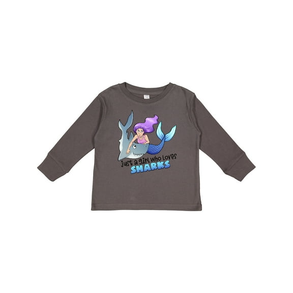 Inktastic Just a Girl Who Loves Sharks Mermaid Girls Long Sleeve Toddler T-Shirt