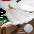 thumbnail image 3 of Red Snowman Christmas Round Tablecloth, Fitted Table Cover with Elastic for 55"-60" Round Tables, Snowflake Xmas Tree Winter Elk Table Cloth Outdoor Indoor Dinning Party Waterproof Tablecloths, 3 of 7