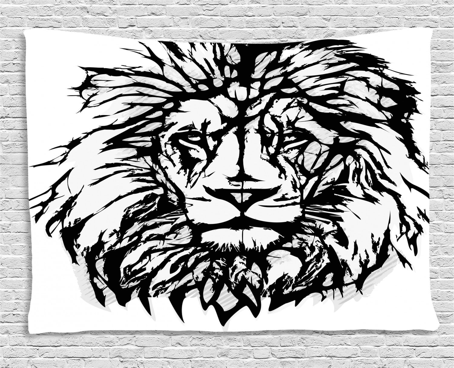 Lion Tapestry, Sketch Art of African Safari Animal King of the Jungle ...