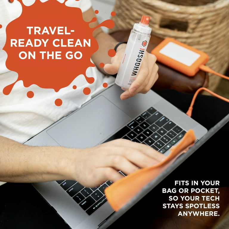 WHOOSH! Phone Cleaning Kit Duo – 3.4 oz & 0.3 oz Bottles with 2 Microfiber Cloths, Alcohol-Free Screen Cleaner for All Electronics, TVs, Laptops, Car Displays, Eyeglasses, Sports Visors, Whiteboards
