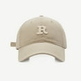 thumbnail image 3 of Prolriy Baseball Cap Hats for Men Women Spring/Summer Big Headed Soft Top R Letter Solid Duck Tongue Hat Baseball Hat Trucker Hat Beige, 3 of 3